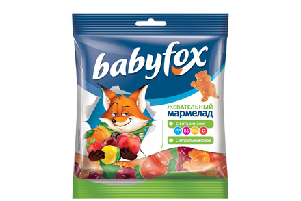 «BabyFox», мармелад жевательный с соком ягод и фруктов, 70 г