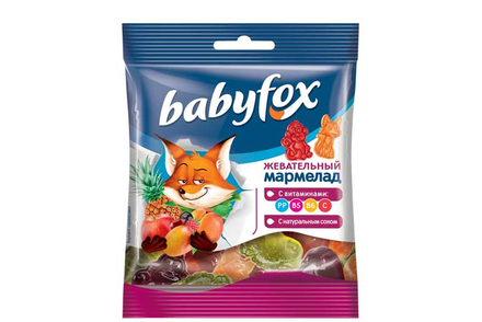 «BabyFox», мармелад жевательный с соком ягод и фруктов, 30 г
