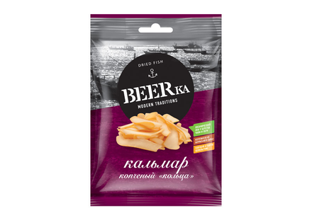 «Beerka», кольца кальмара копчёные, 38 г