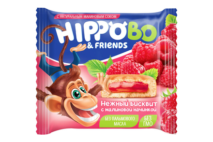 «HIPPO BONDI & FRIENDS», пирожное бисквитное с желейной начинкой со вкусом малины, 32 г