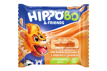 «HIPPO BONDI & FRIENDS», пирожное бисквитное с начинкой «варёная сгущёнка», 32 г
