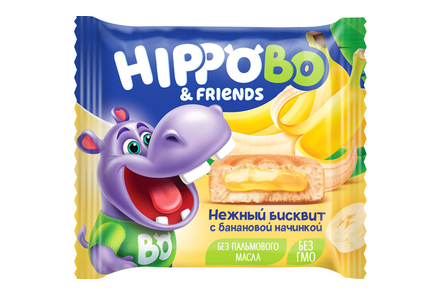 «HIPPO BONDI & FRIENDS», пирожное бисквитное с желейной начинкой со вкусом банана, 32 г