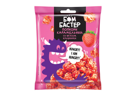 «Бомбастер», попкорн карамельный со вкусом клубники, 50 г
