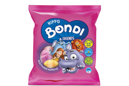 «HIPPO BONDI & FRIENDS», мармелад жевательный в форме половинок животных, 100 г