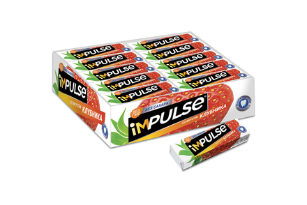 «Impulse», жевательная резинка со вкусом «Клубника», без сахара, 14 г