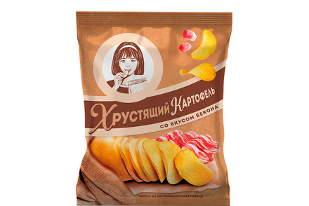 «Хрустящий картофель», чипсы со вкусом бекона, произведены из свежего картофеля, 70 г