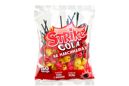 «Strike», карамель на палочке «Cola на максималках», 565 г