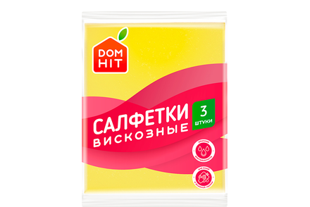 «DOMHIT», салфетки из вискозы, 3 шт, 27 г «DOMHIT», салфетки из вискозы, 3 шт, 27 г