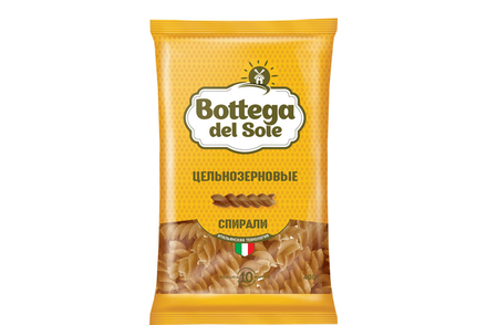 «Bottega del Sole», макаронные изделия «Спирали», цельнозерновые, 400 г