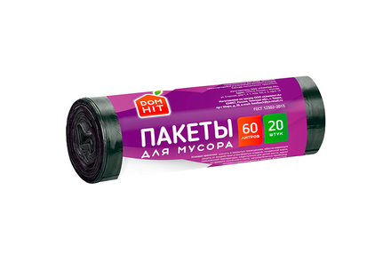 «DOMHIT», пакеты для мусора 60л, 20 шт, 115 г «DOMHIT», пакеты для мусора 60л, 20 шт, 115 г