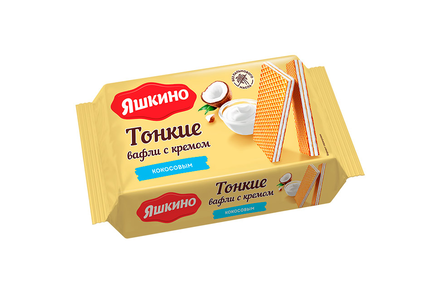 «Яшкино», вафли тонкие с кокосовым кремом, 144 г