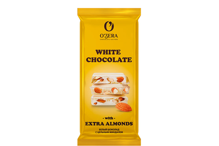 «O'Zera», шоколад White and Extra Almond, 90 г