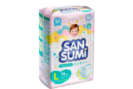 Трусики-подгузники, размер L (9-14 kg) «Sansumi», 548 г Трусики-подгузники, размер L (9-14 kg) «Sansumi», 548 г