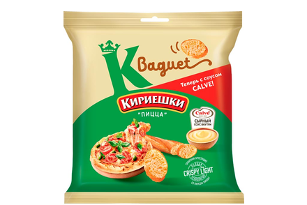 «Кириешки Baguet», сухарики со вкусом пиццы и сырным соусом «Calve», 70 г