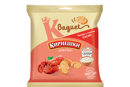 «Кириешки Baguet», сухарики со вкусом лобстера и с чесночным соусом «Calve», 70 г «Кириешки Baguet», сухарики со вкусом лобстера и с чесночным соусом «Calve», 70 г