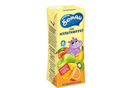 «Бегемотик Бонди», сок «Мультифрукт», 0.2л