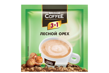 «Bridge Coffee», напиток кофейный 3 в 1 с ароматом лесного ореха, 20 г