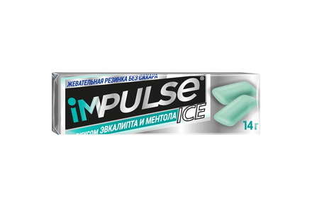 «Impulse ICE», жевательная резинка со вкусом эвкалипта и ментола, 14 г «Impulse ICE», жевательная резинка со вкусом эвкалипта и ментола, 14 г