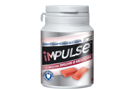 «Impulse ICE», жевательная резинка со вкусом вишни и ментола, 56 г «Impulse ICE», жевательная резинка со вкусом вишни и ментола, 56 г