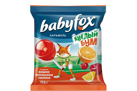 «BabyFox», карамель на палочке «Кислый бум», 113 г
