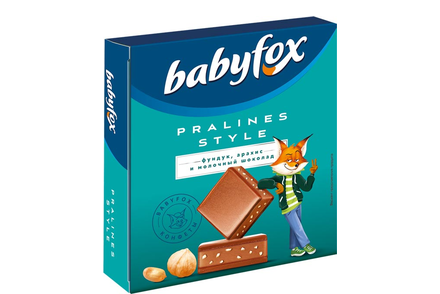 «BabyFox», шоколадные конфеты Pralines Style фундук, арахис и молочный шоколад, 90 г «BabyFox», шоколадные конфеты Pralines Style фундук, арахис и молочный шоколад, 90 г