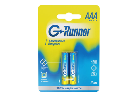 Батарейки алкалиновые «G-runner» AAА/LR03, 1,5 V, в блистере 2 батарейки
