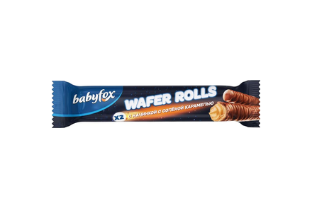 «BabyFox», трубочки Wafer Rolls с начинкой с солёной карамелью, 16 г