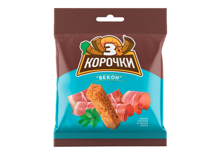 «3 Корочки», сухарики со вкусом бекона, 40 г