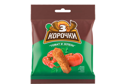 «3 Корочки», сухарики со вкусом томата и зелени, 40 г