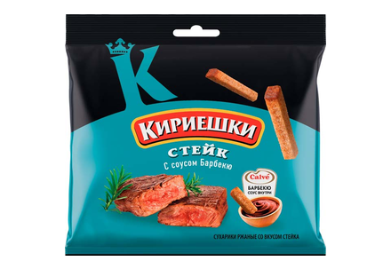 «Кириешки», сухарики со вкусом стейка и соусом барбекю «Calve», 85 г «Кириешки», сухарики со вкусом стейка и соусом барбекю «Calve», 85 г