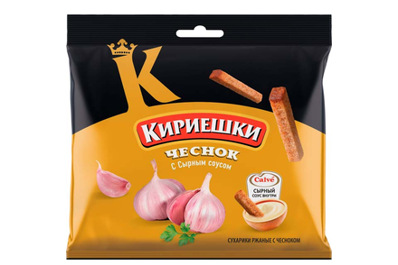 «Кириешки», сухарики со вкусом чеснока и сырным соусом «Calve», 85 г