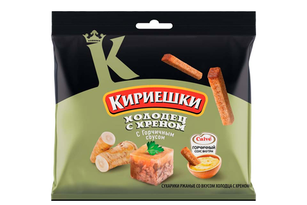 «Кириешки», сухарики со вкусом холодца с хреном и горчичным соусом «Calve», 85 г