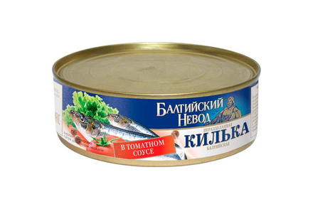«Балтийский невод», килька балтийская неразделанная в томатном соусе, 230 г «Балтийский невод», килька балтийская неразделанная в томатном соусе, 230 г
