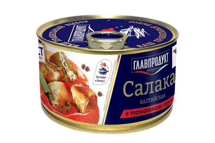 «Главпродукт», салака балтийская обжаренная, в томатном соусе, 240 г «Главпродукт», салака балтийская обжаренная, в томатном соусе, 240 г