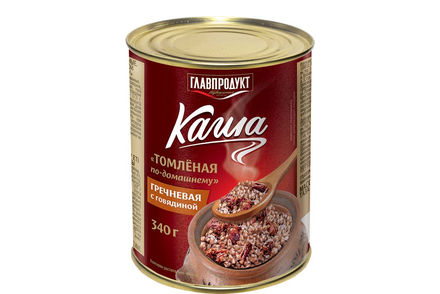 «Главпродукт», каша гречневая с говядиной «Томлёная по-домашнему», 340 г