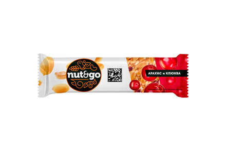 «Nut&Go», батончик с арахисом и клюквой, 42 г «Nut&Go», батончик с арахисом и клюквой, 42 г