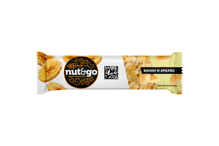 «Nut&Go», батончик «Банан и арахис», 42 г «Nut&Go», батончик «Банан и арахис», 42 г