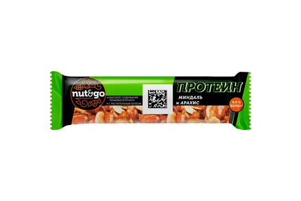 «Nut&Go», батончик Protein миндаль и арахис, 36 г «Nut&Go», батончик Protein миндаль и арахис, 36 г