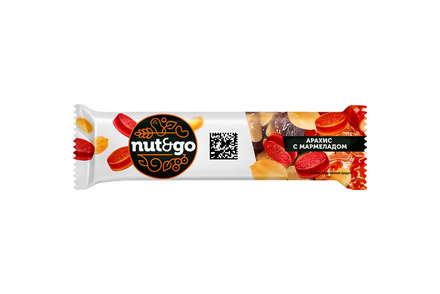 «Nut&Go», батончик с арахисом и мармеладом, 42 г