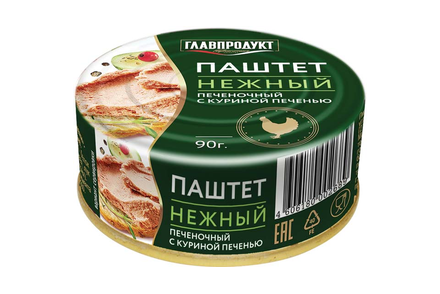 «Главпродукт», паштет печеночный нежный с куриной печенью, 90 г