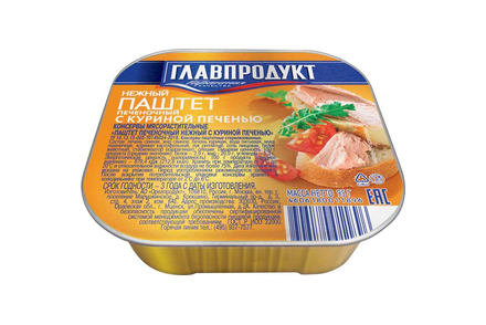 «Главпродукт», паштет печеночный нежный с куриной печенью, 95 г