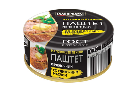 «Главпродукт», паштет печеночный со сливочным маслом, 100 г