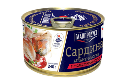 «Главпродукт», сардина в томатном соусе, 240 г