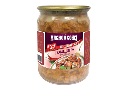 «Мясной союз», говядина тушеная, высший сорт, 500 г «Мясной союз», говядина тушеная, высший сорт, 500 г