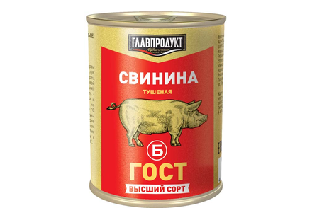 «Главпродукт», свинина тушеная, высший сорт, 338 г «Главпродукт», свинина тушеная, высший сорт, 338 г
