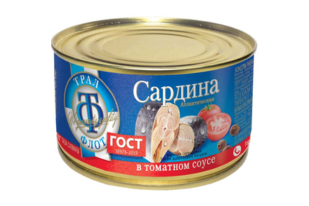 «Трал Флот», сардина атлантическая в томатном соусе, 240 г