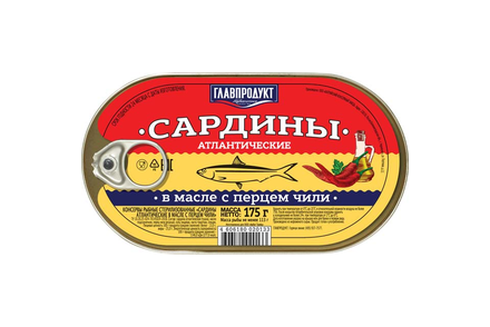 «Главпродукт», сардины в масле с перцем чили, 175 г «Главпродукт», сардины в масле с перцем чили, 175 г