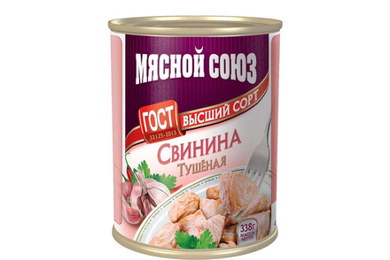 «Мясной союз», свинина тушеная, высший сорт, 338 г