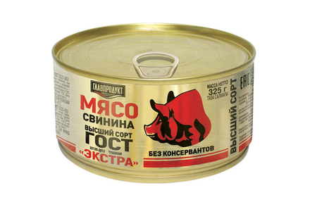«Главпродукт», свинина тушеная Экстра, 325 г