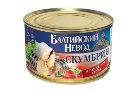«Балтийский невод», скумбрия  в томатном соусе, 240 г